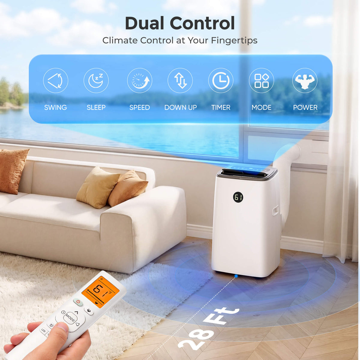 Large Temp Ac AGTANA 14000 BTU Portable Air Conditioner for Large Room up to 700 Sq.